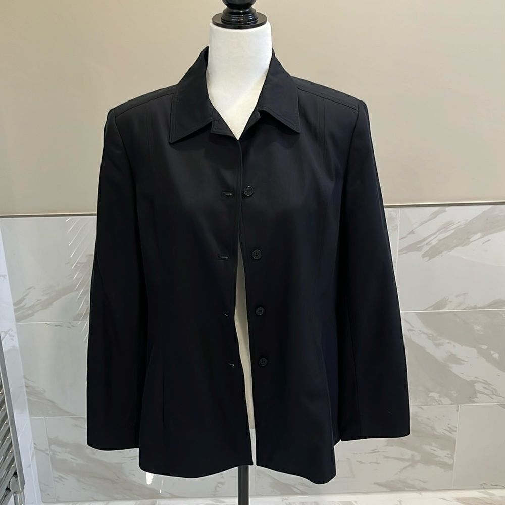 Jones New York Suit Jacket-Women Black Four Buttons Lined-Size 12